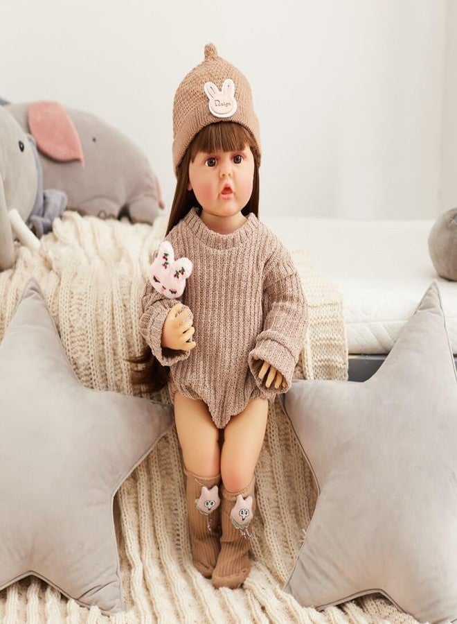 SKYBUCKET Reborn Baby Dolls Girl, 22 inch Beautiful Lifelike dollull Body Vinyl Silicone with Long Hair for KidsRealistic Newborn Baby dollith Feeding toyor Birthday Christmas - Image 1